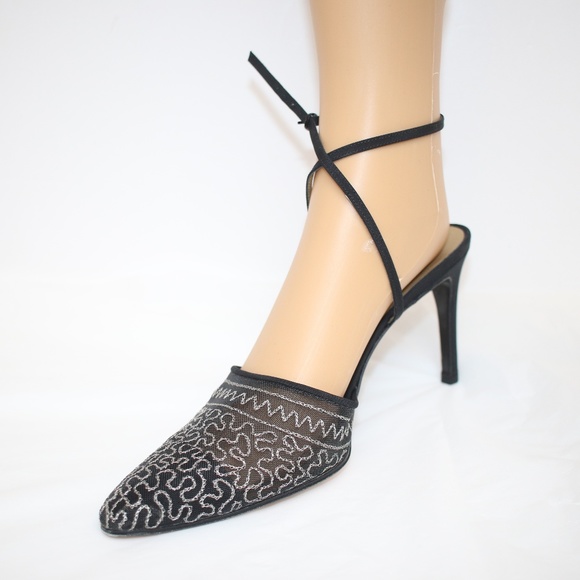 Yves Saint Laurent Sparkly Mesh Pointed Toe Heels - Picture 7 of 8